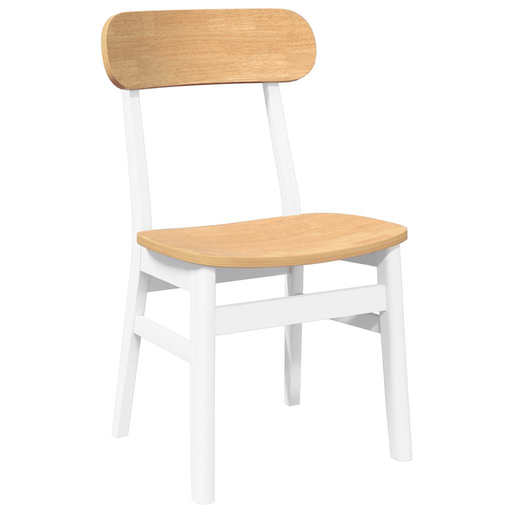 Eetkamerstoelen 2 st massief hout rubber wit