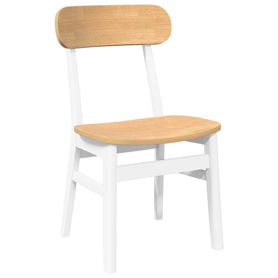 Eetkamerstoelen 2 st massief hout rubber wit