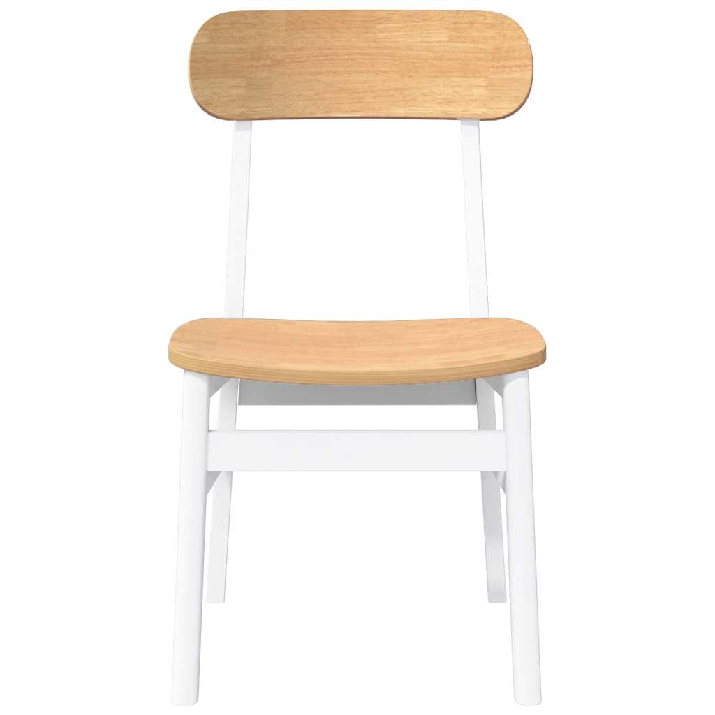 Eetkamerstoelen 2 st massief hout rubber wit