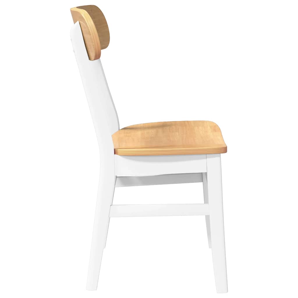 Eetkamerstoelen 2 st massief hout rubber wit