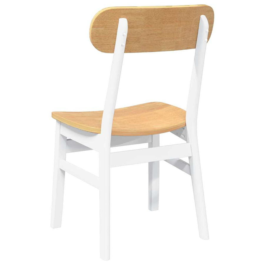 Eetkamerstoelen 2 st massief hout rubber wit