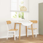 Eetkamerstoelen 2 st massief rubberhout wit naturel