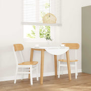 Eetkamerstoelen 2 st massief rubberhout wit naturel