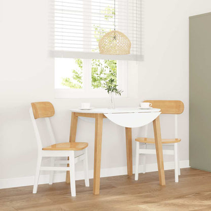 Eetkamerstoelen 2 st massief hout rubber wit