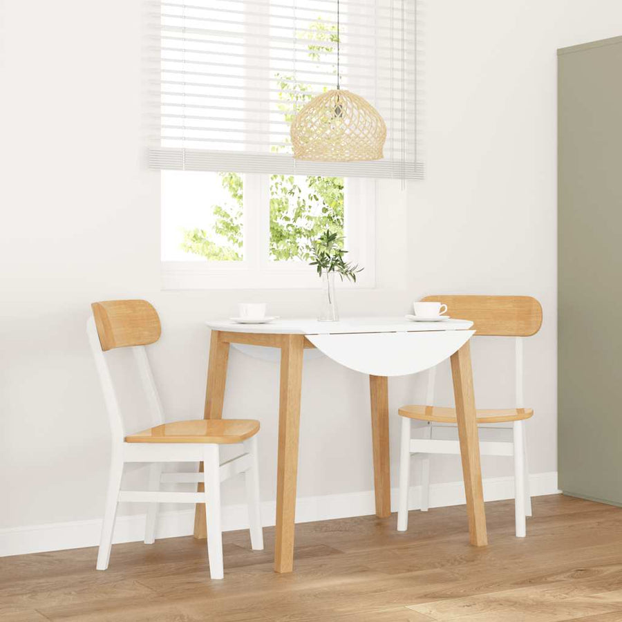 Eetkamerstoelen 2 st massief hout rubber wit