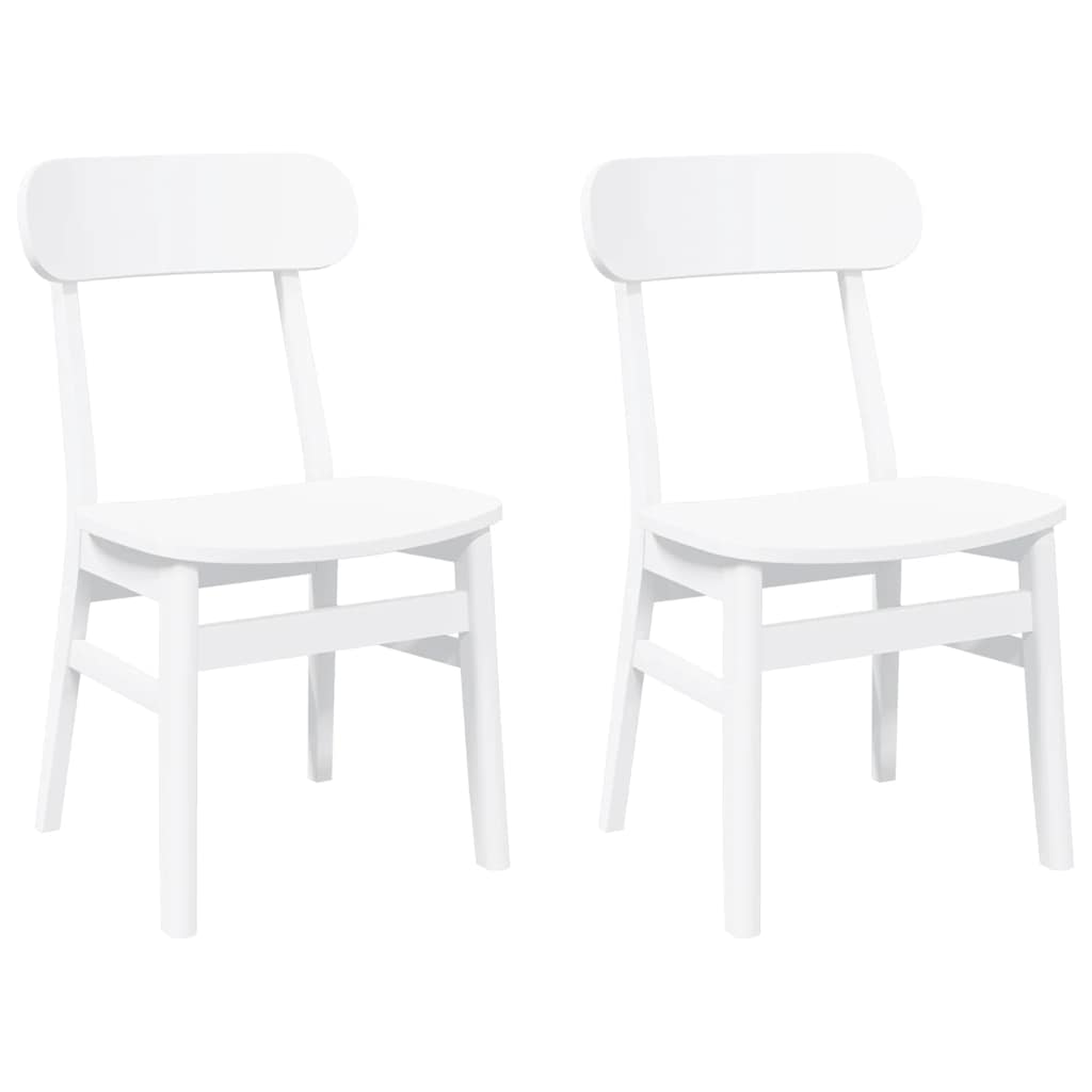 Eetkamerstoelen 2 st massief hout rubber wit