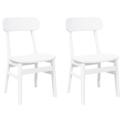 Eetkamerstoelen 2 st massief hout rubber wit