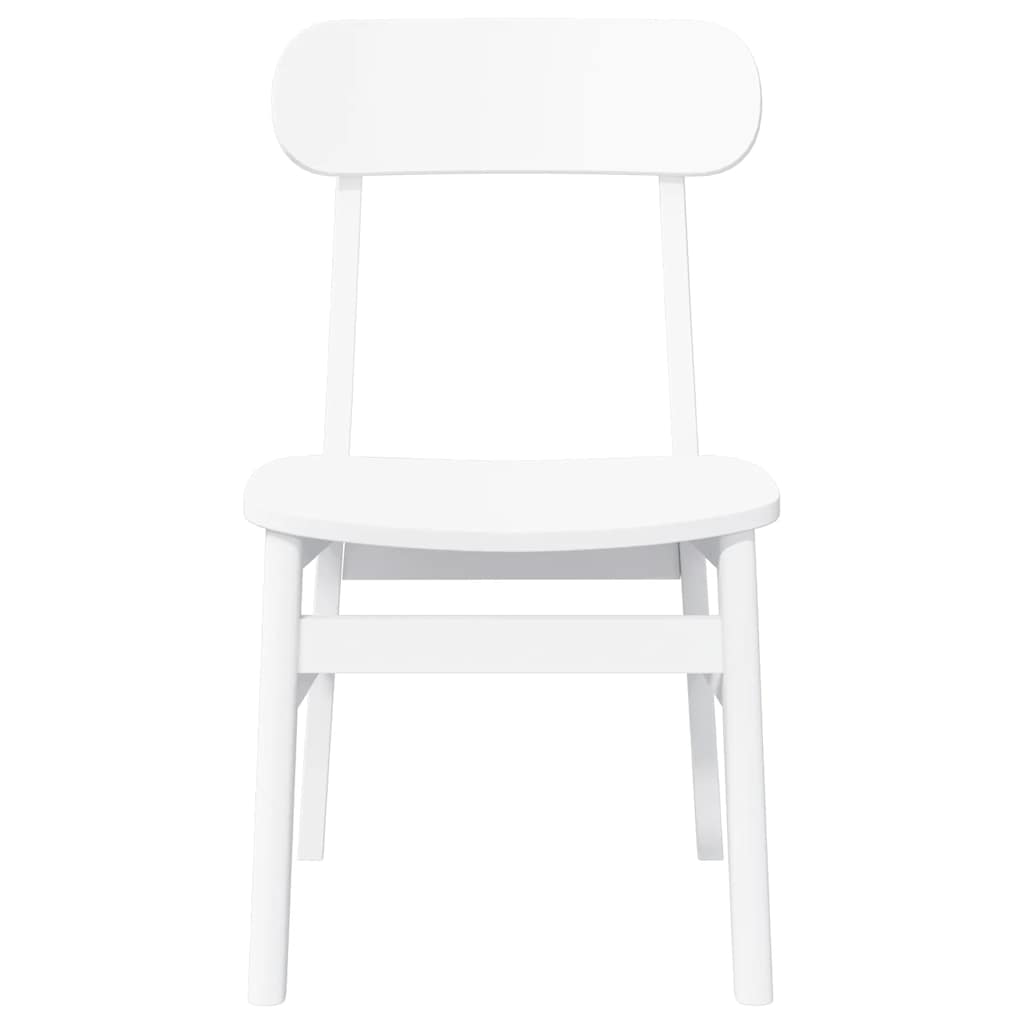 Eetkamerstoelen 2 st massief hout rubber wit