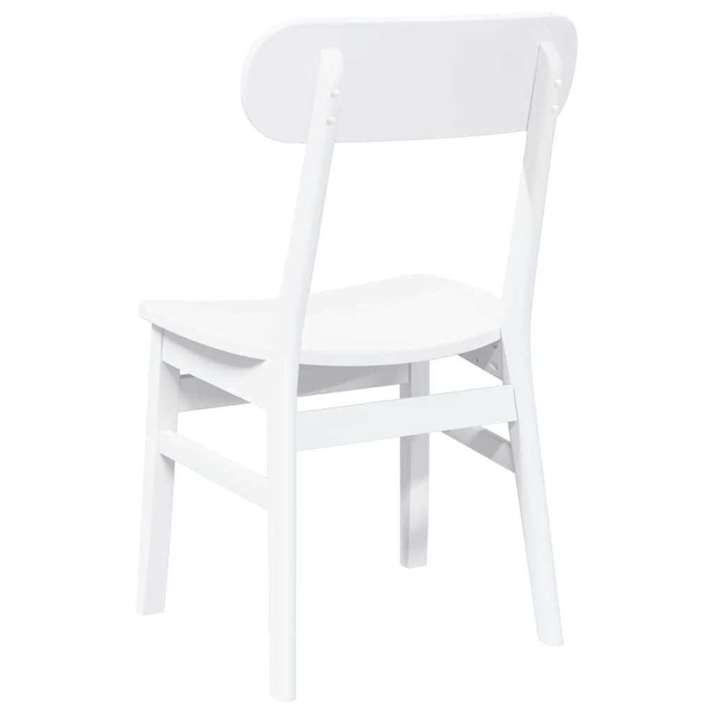 Eetkamerstoelen 2 st massief hout rubber wit