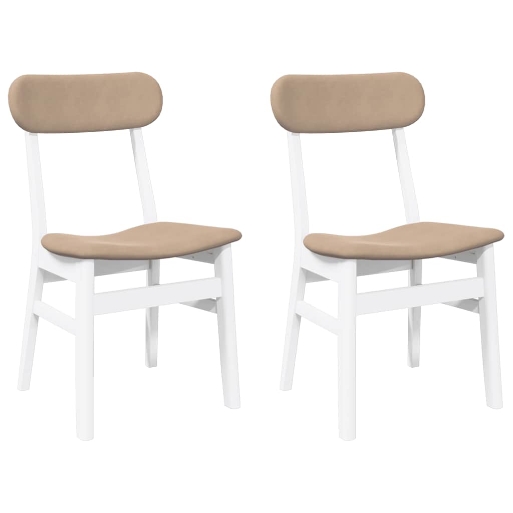 Eetkamerstoelen met kussens 2 st massief hout rubber wit