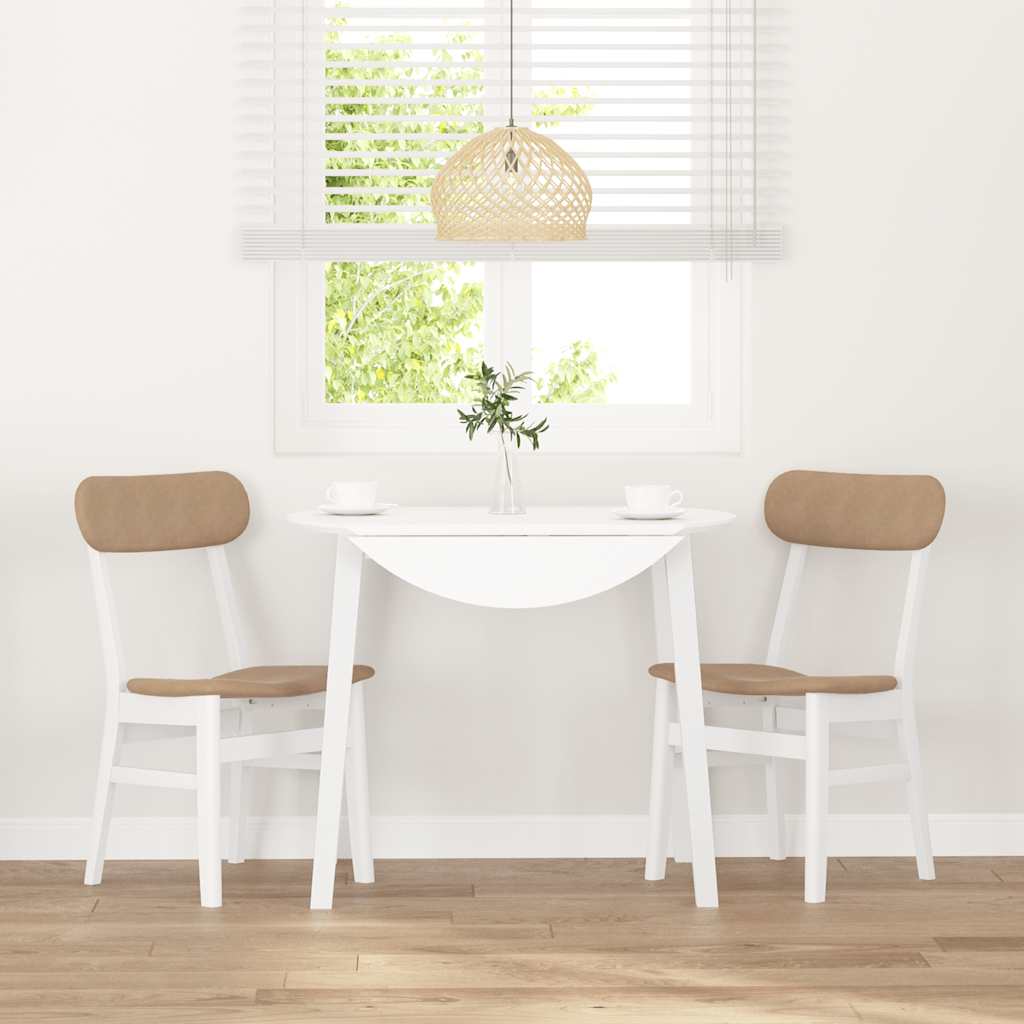 Eetkamerstoelen met kussens 2 st massief hout rubber wit