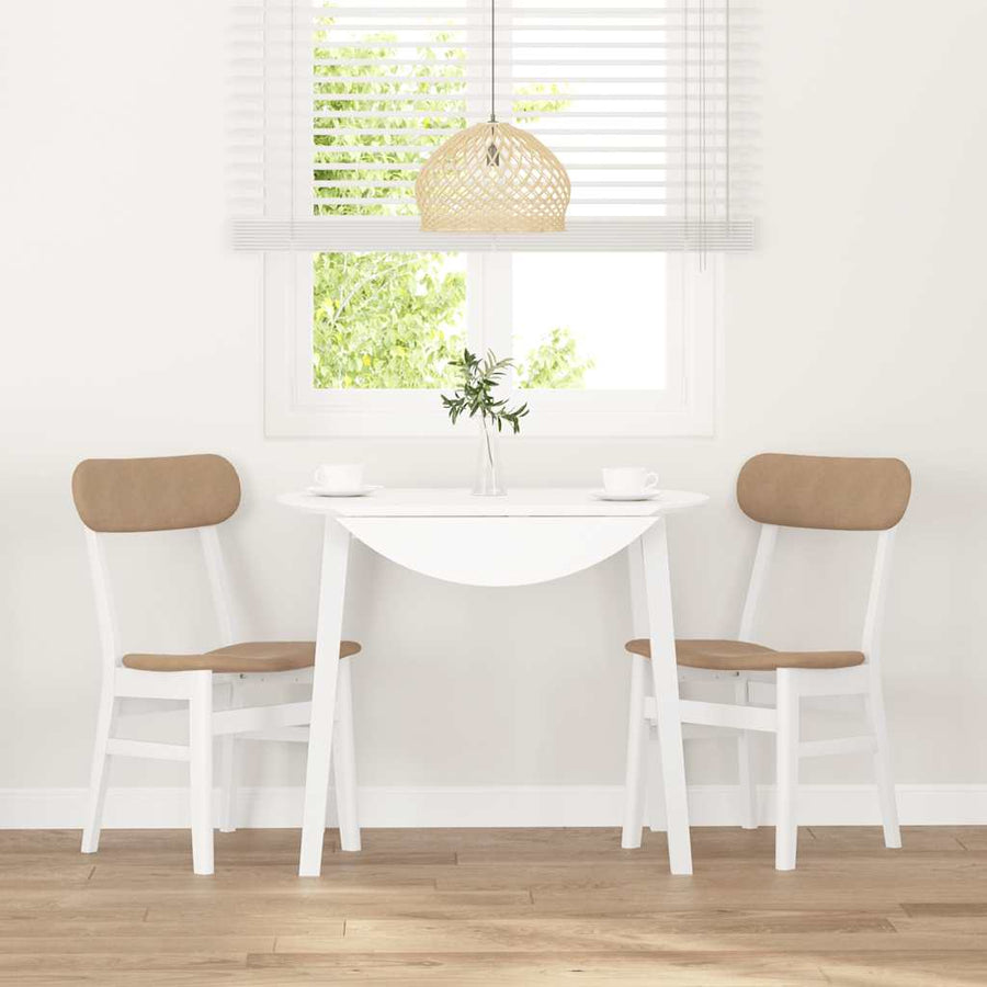 Eetkamerstoelen met kussens 2 st massief hout rubber wit