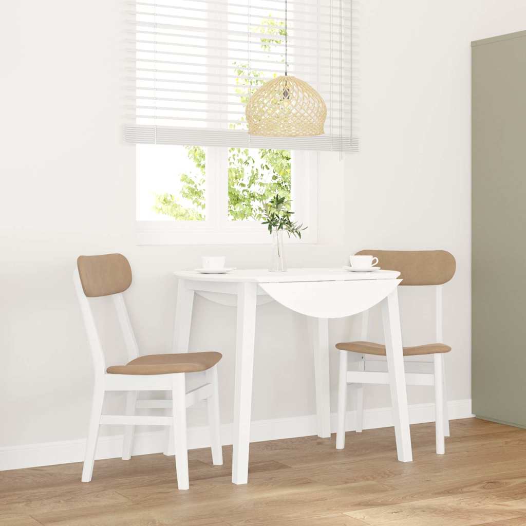 Eetkamerstoelen met kussens 2 st massief hout rubber wit