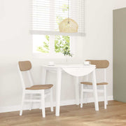 Eetkamerstoelen 2 st massief rubberhout wit bruin