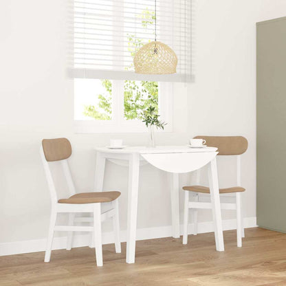 Eetkamerstoelen met kussens 2 st massief hout rubber wit