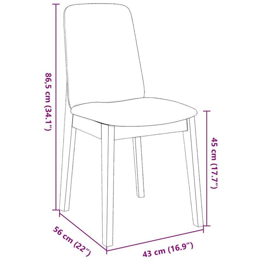 Eetkamerstoelen met kussens 2 st massief hout rubber bruin