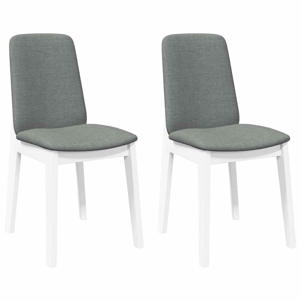 Eetkamerstoelen met kussens 2 st massief hout rubber wit