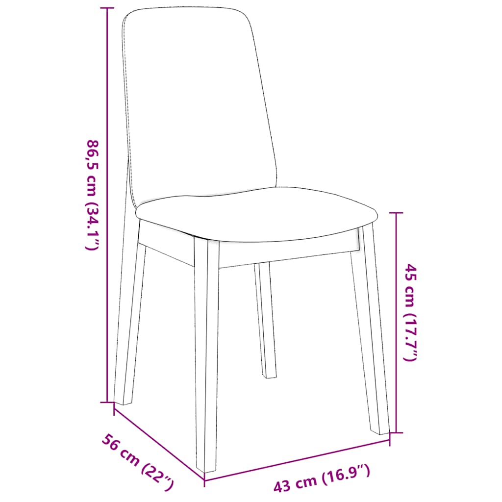 Eetkamerstoelen met kussens 2 st massief hout rubber wit