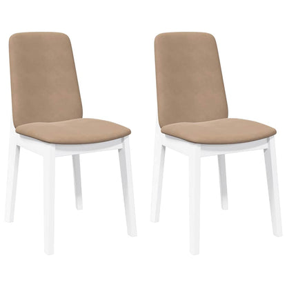Eetkamerstoelen met kussens 2 st massief hout rubber wit