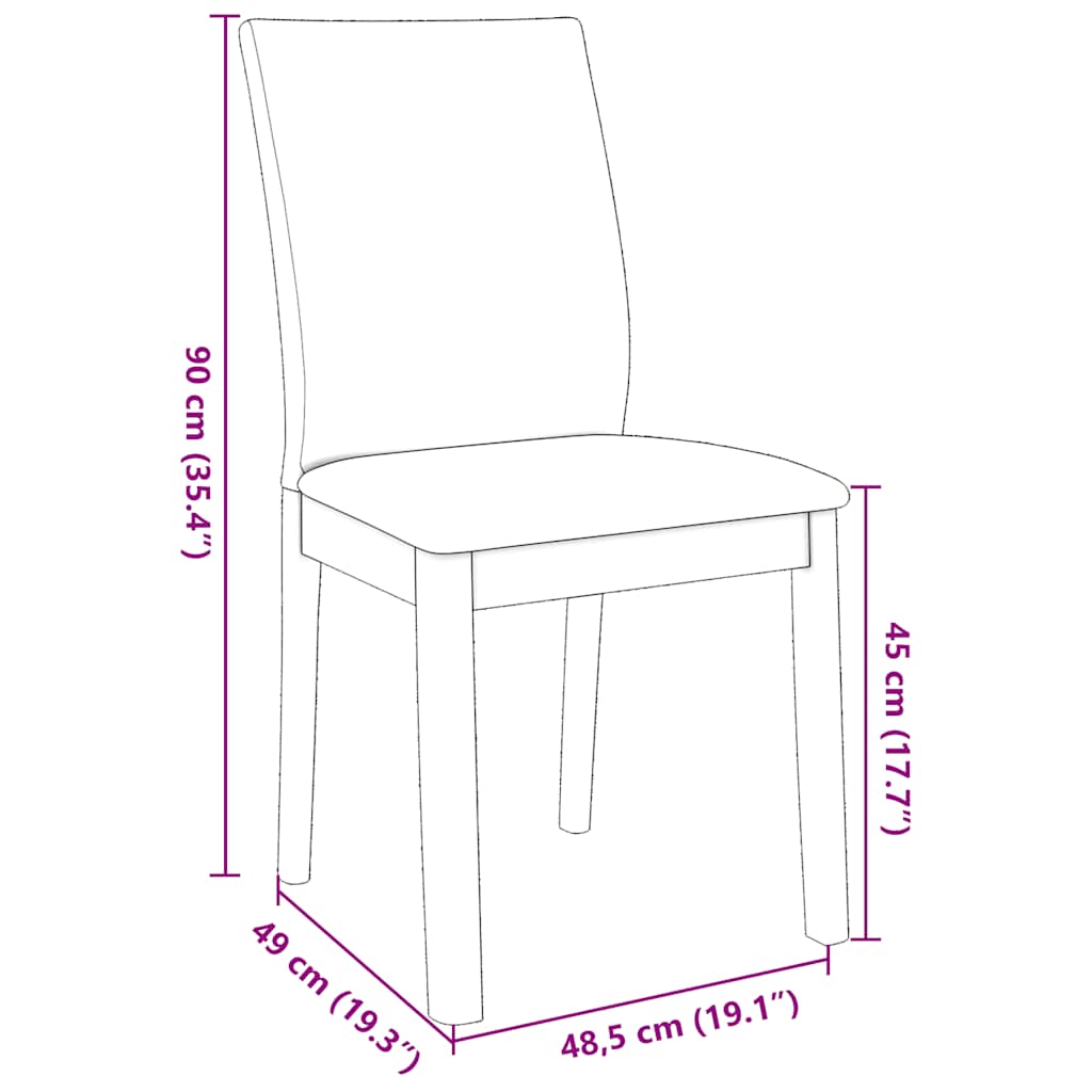 Eetkamerstoelen met kussens 2 st massief hout rubber