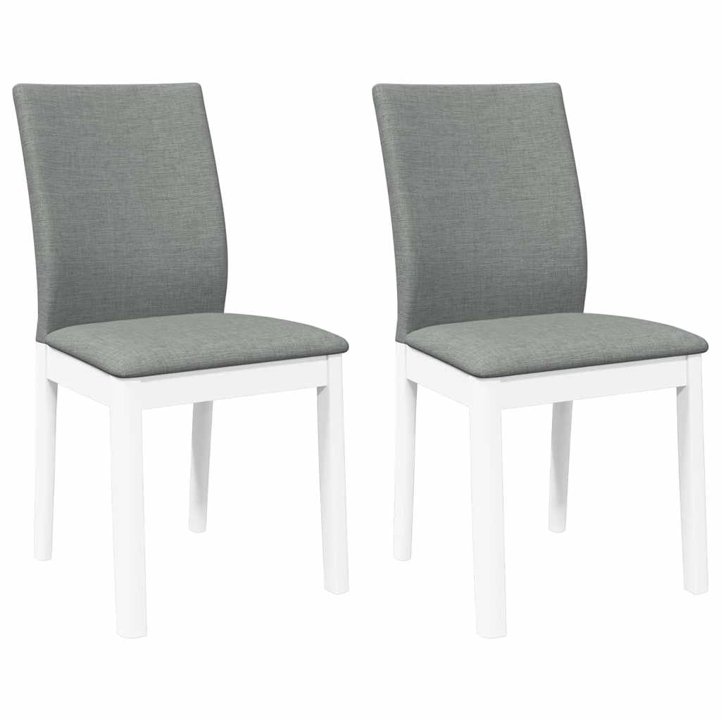 Eetkamerstoelen met kussens 2 st massief hout rubber wit