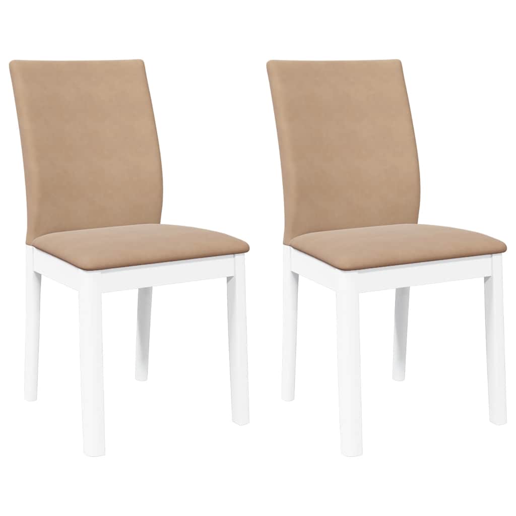 Eetkamerstoelen met kussens 2 st massief hout rubber wit