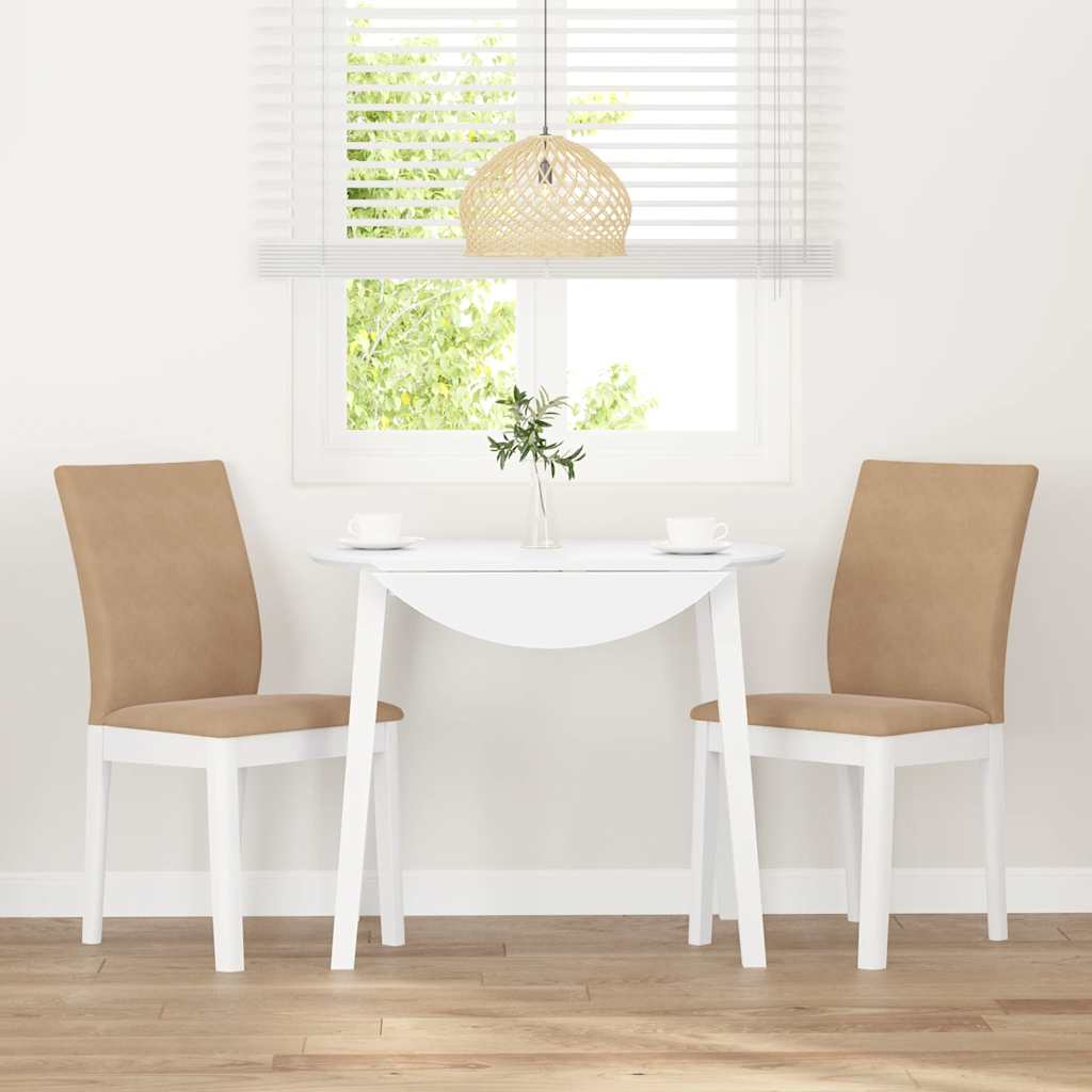 Eetkamerstoelen met kussens 2 st massief hout rubber wit