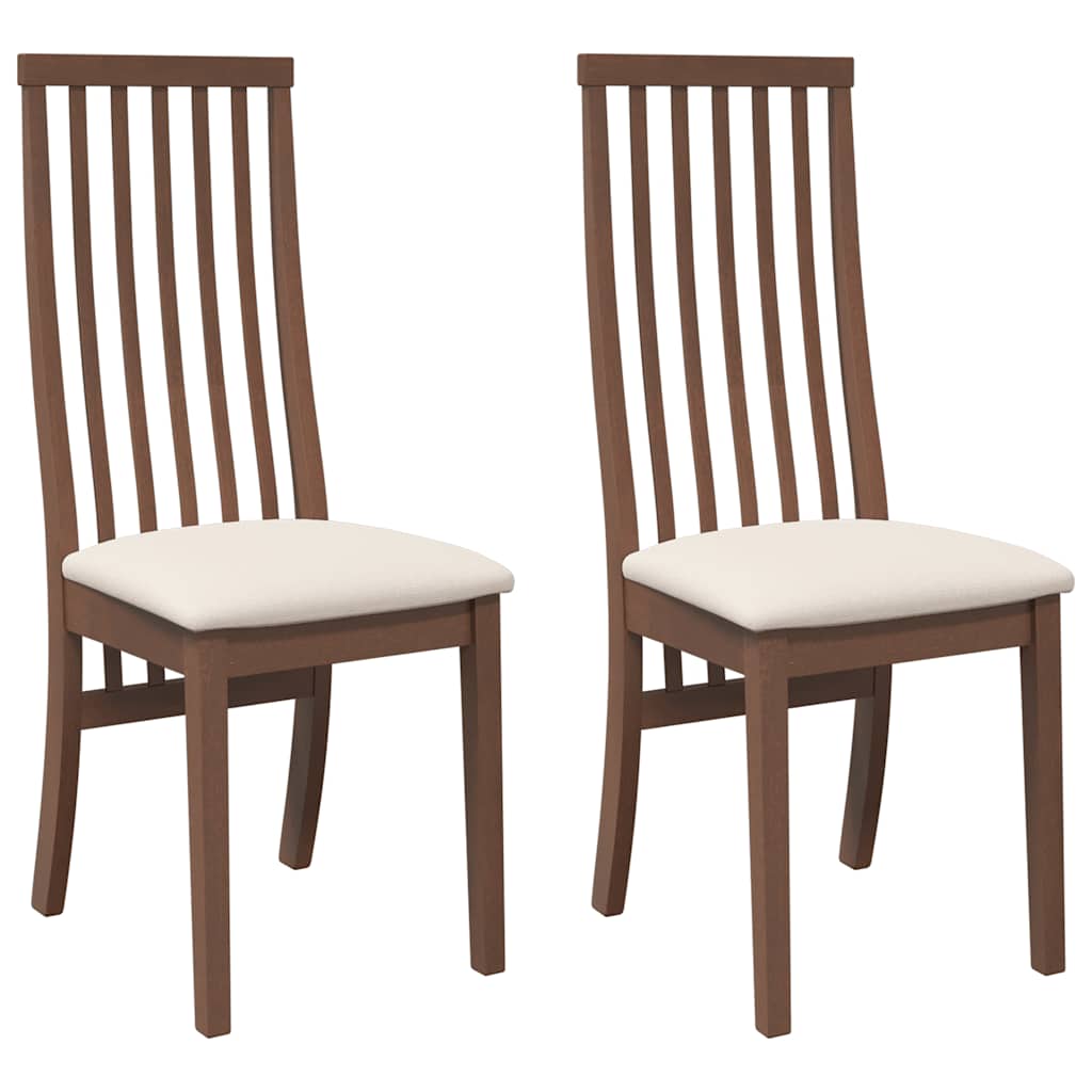 Eetkamerstoelen met kussens 2 st massief hout rubber bruin