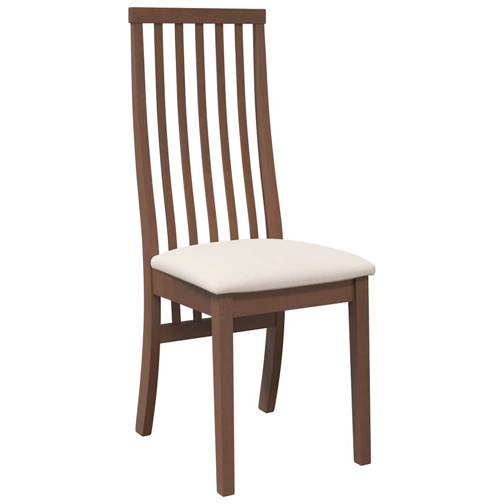 Eetkamerstoelen met kussens 2 st massief hout rubber bruin
