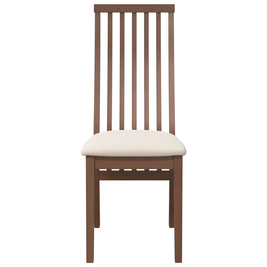 Eetkamerstoelen met kussens 2 st massief hout rubber bruin