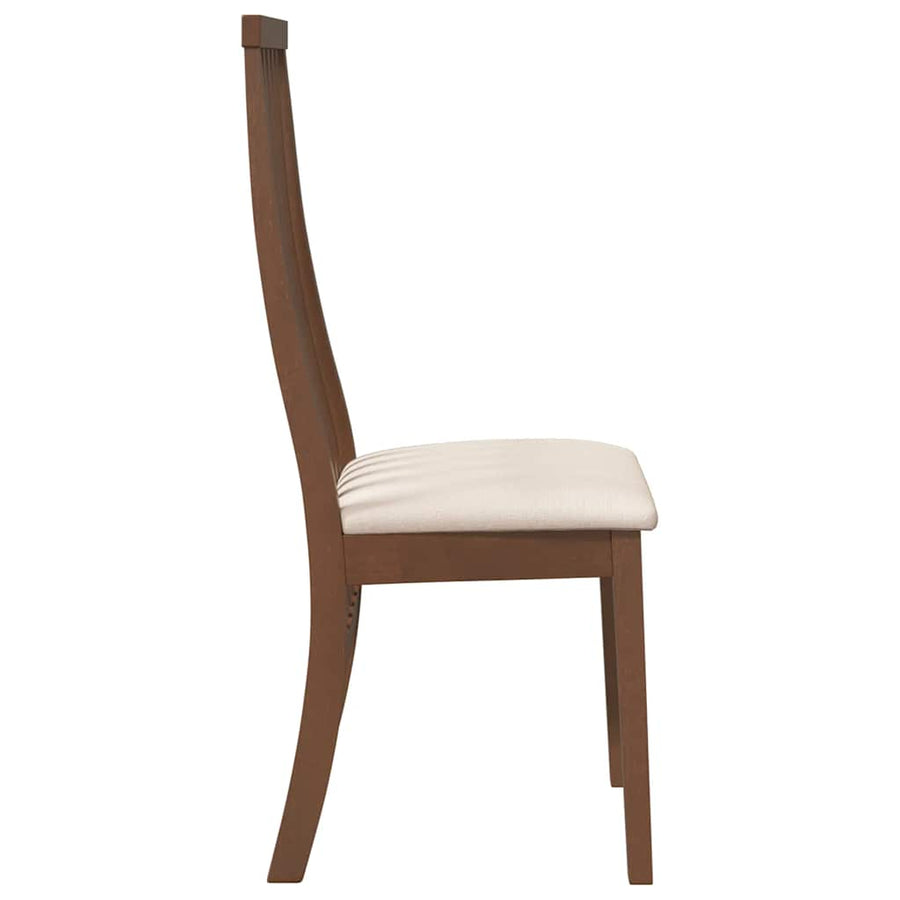 Eetkamerstoelen met kussens 2 st massief hout rubber bruin
