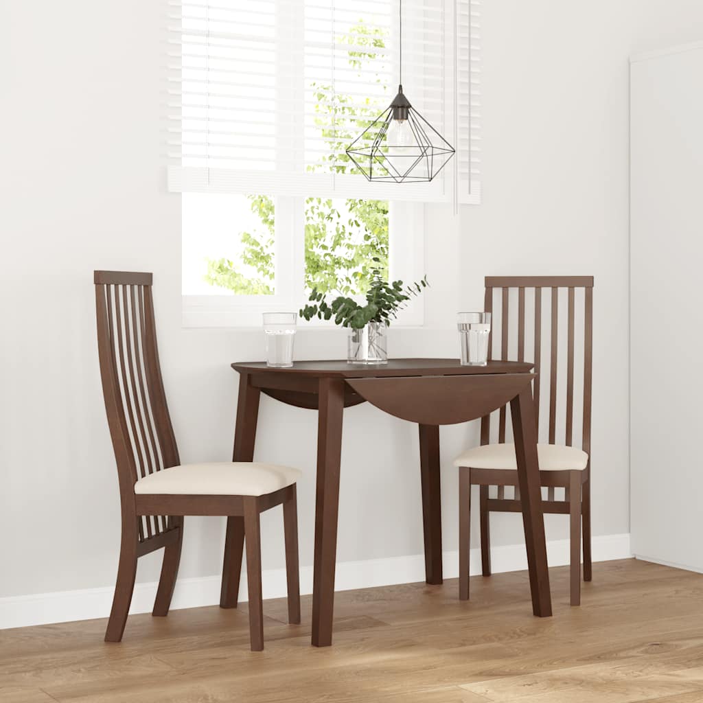 Eetkamerstoelen met kussens 2 st massief hout rubber bruin
