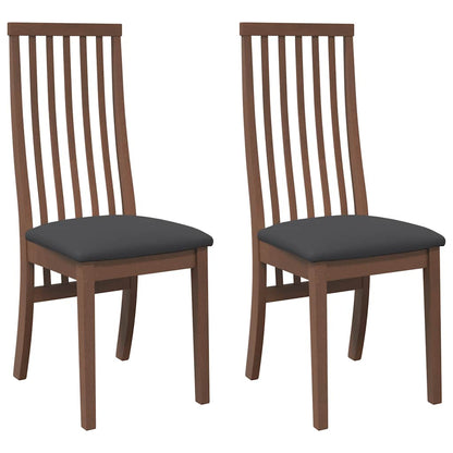 Eetkamerstoelen Met Kussens Massief Hout Rubber Bruin en zwart