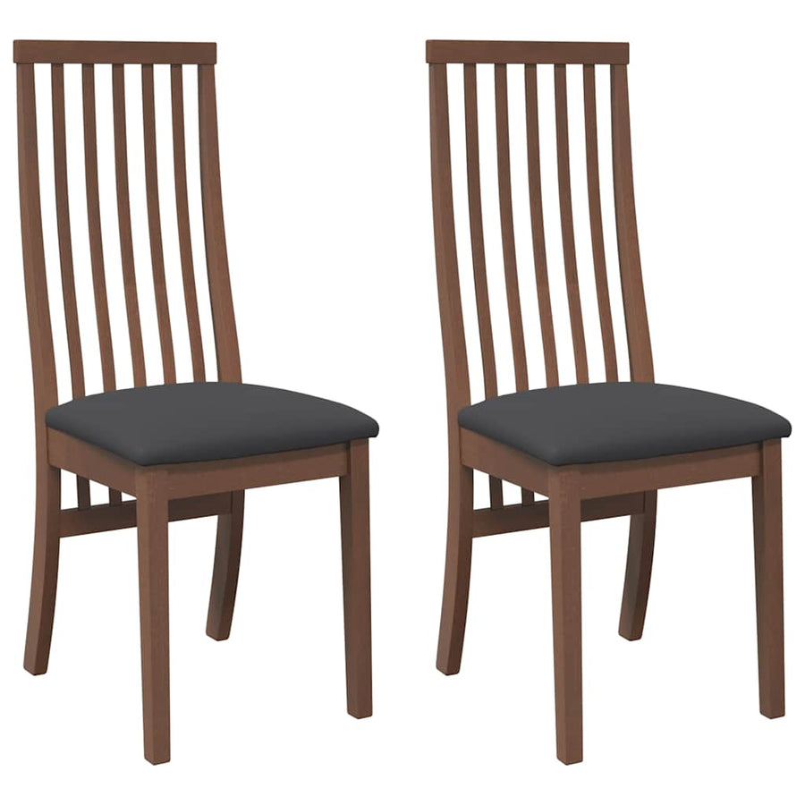 Eetkamerstoelen Met Kussens Massief Hout Rubber Bruin en zwart