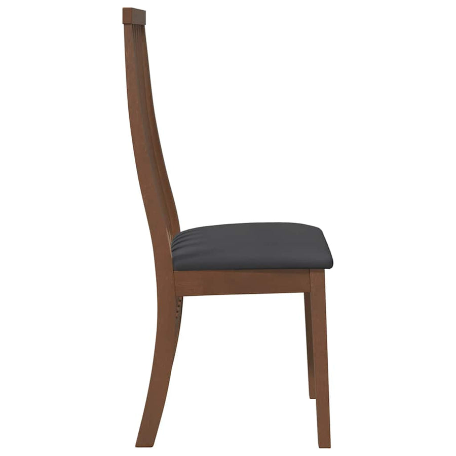 Eetkamerstoelen Met Kussens Massief Hout Rubber Bruin en zwart