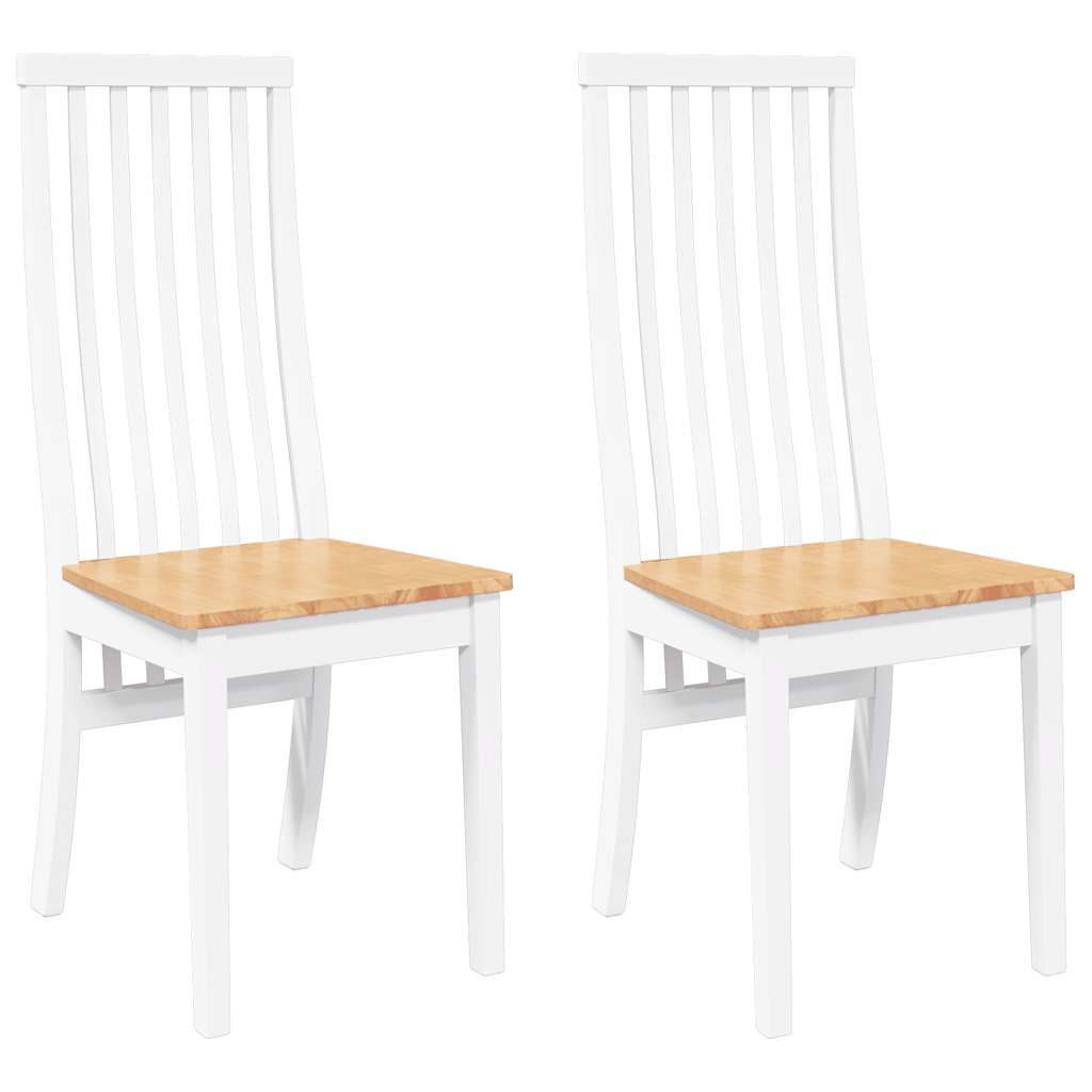 Eetkamerstoelen 2 st massief hout rubber wit