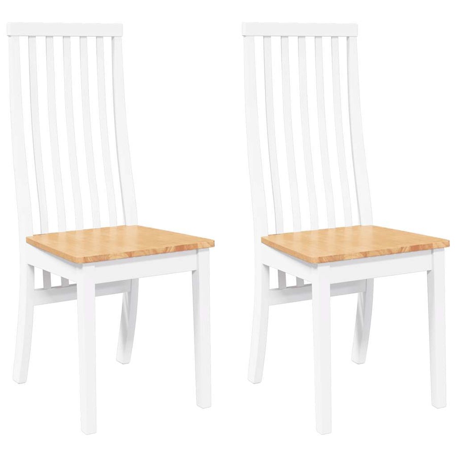 Eetkamerstoelen 2 st massief hout rubber wit