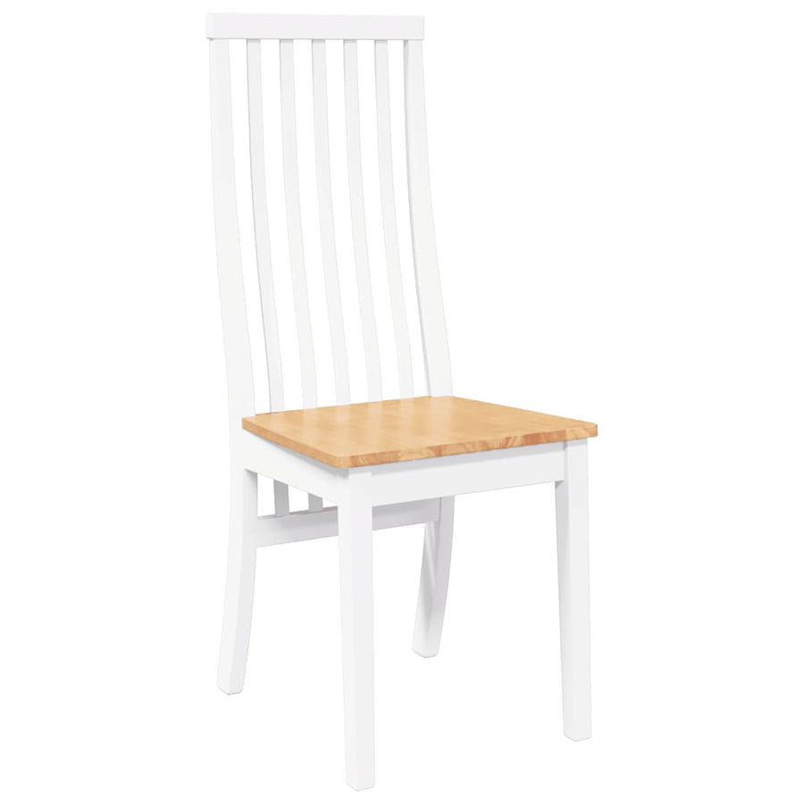 Eetkamerstoelen 2 st massief hout rubber wit