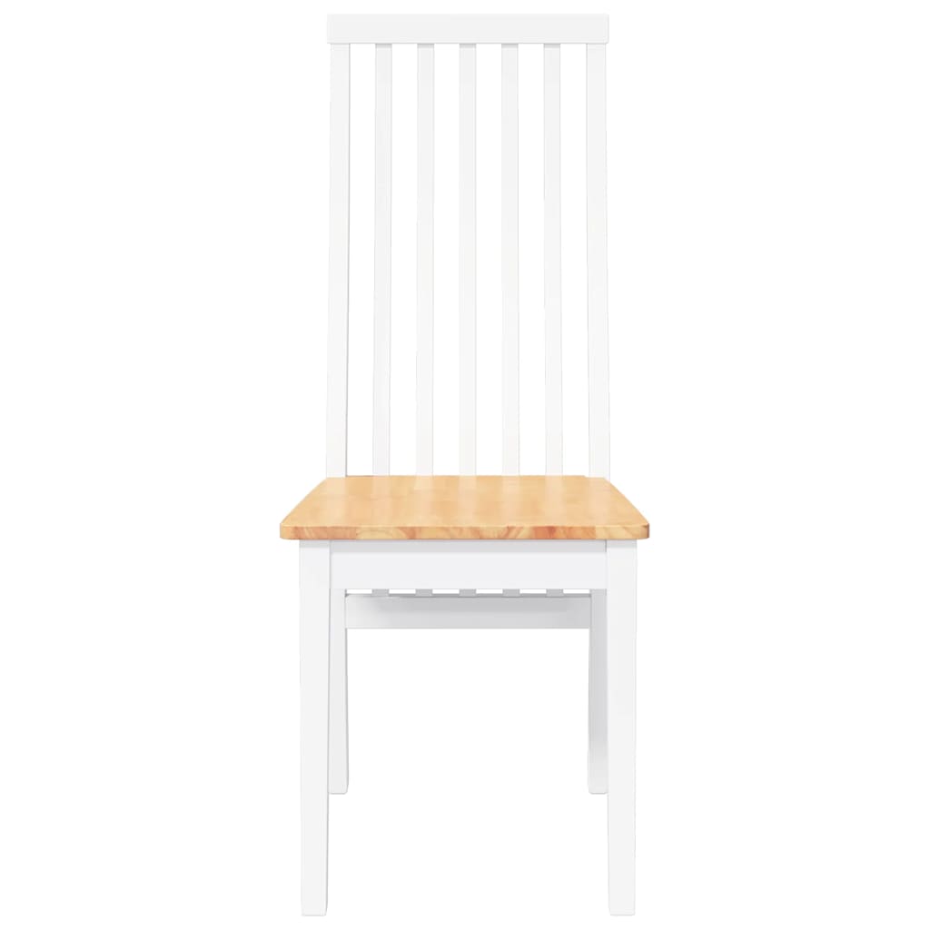 Eetkamerstoelen 2 st massief hout rubber wit