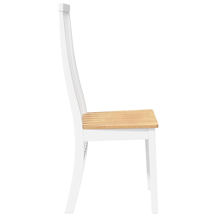 Eetkamerstoelen 2 st massief hout rubber wit