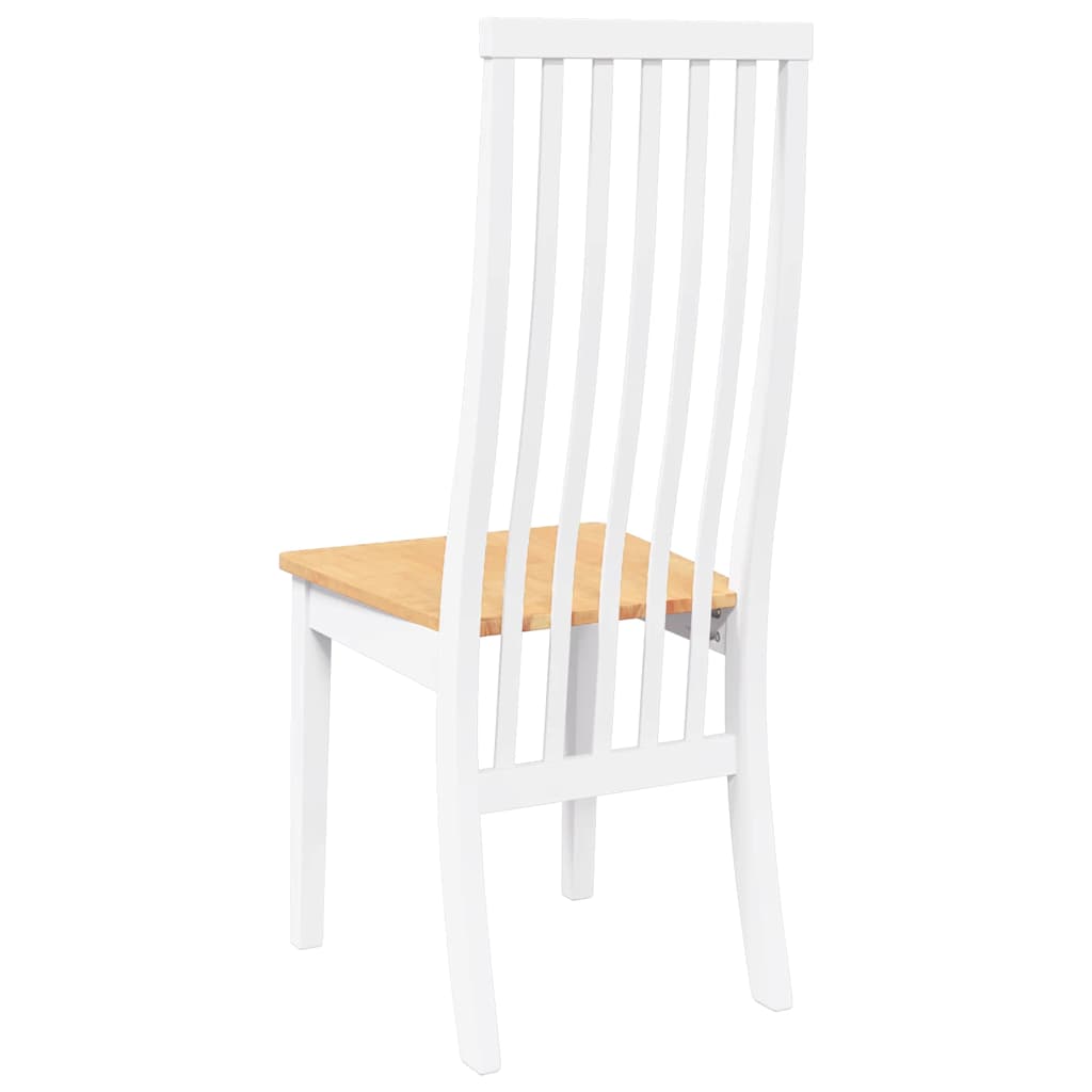 Eetkamerstoelen 2 st massief hout rubber wit