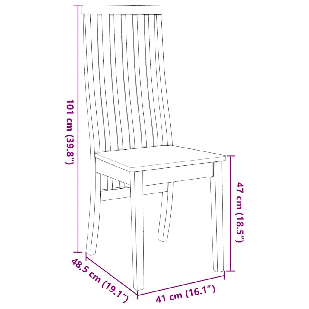 Eetkamerstoelen 2 st massief hout rubber wit