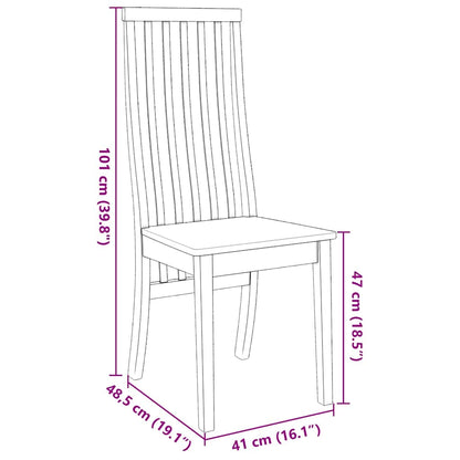 Eetkamerstoelen 2 st massief hout rubber wit