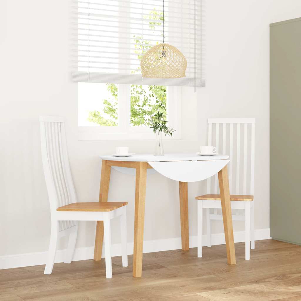 Eetkamerstoelen 2 st massief hout rubber wit
