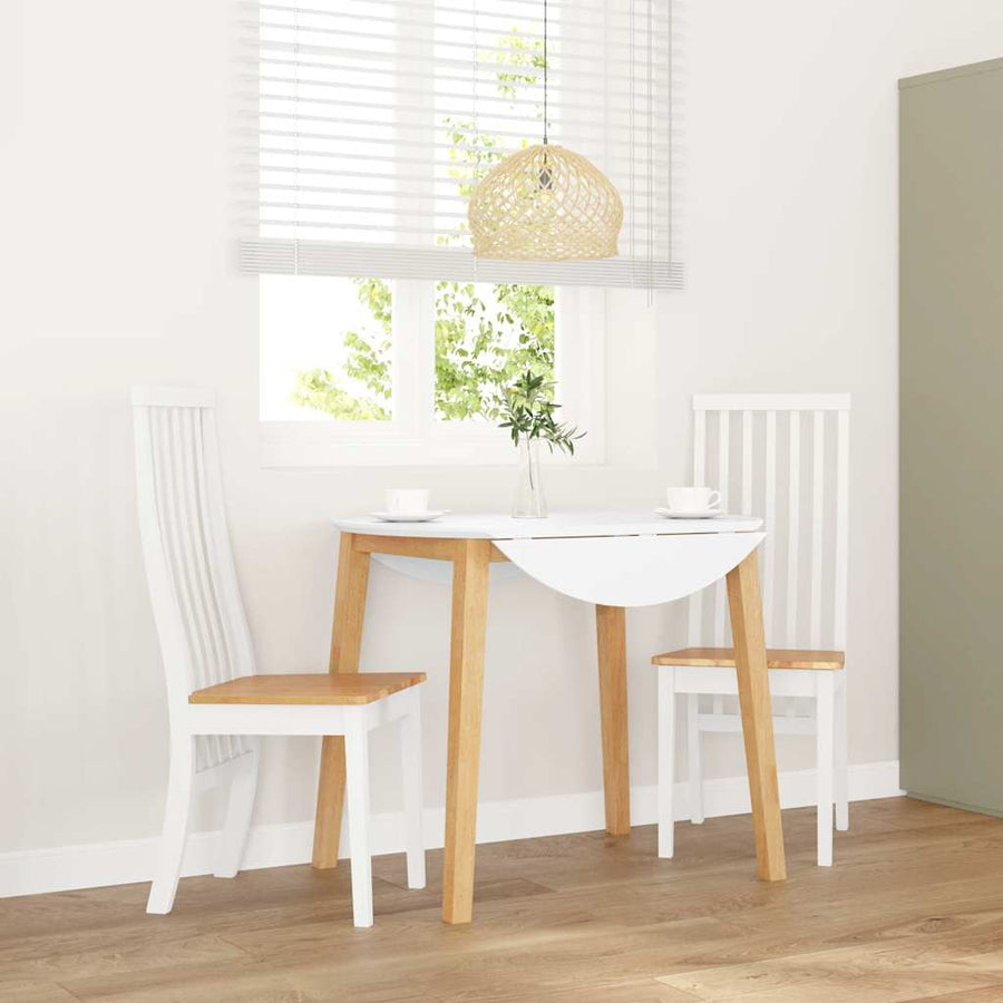 Eetkamerstoelen 2 st massief hout rubber wit
