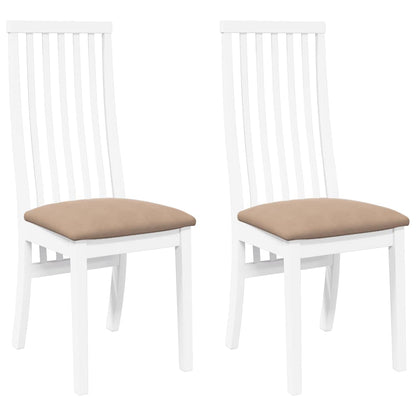 Eetkamerstoelen met kussens 2 st massief hout rubber wit
