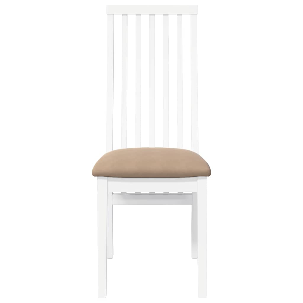 Eetkamerstoelen met kussens 2 st massief hout rubber wit