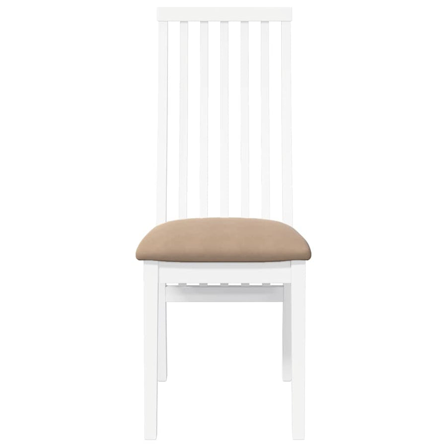 Eetkamerstoelen met kussens 2 st massief hout rubber wit