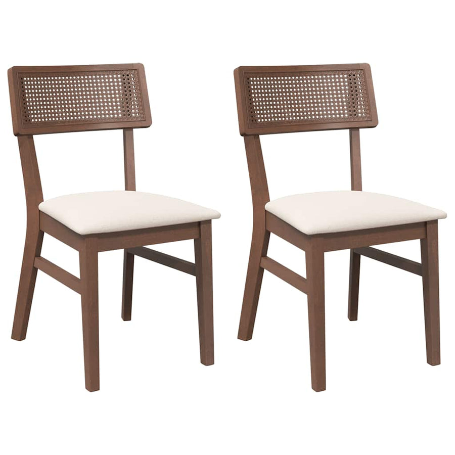 Eetkamerstoelen Met Kussens Massief Hout Rubber Bruin en licht