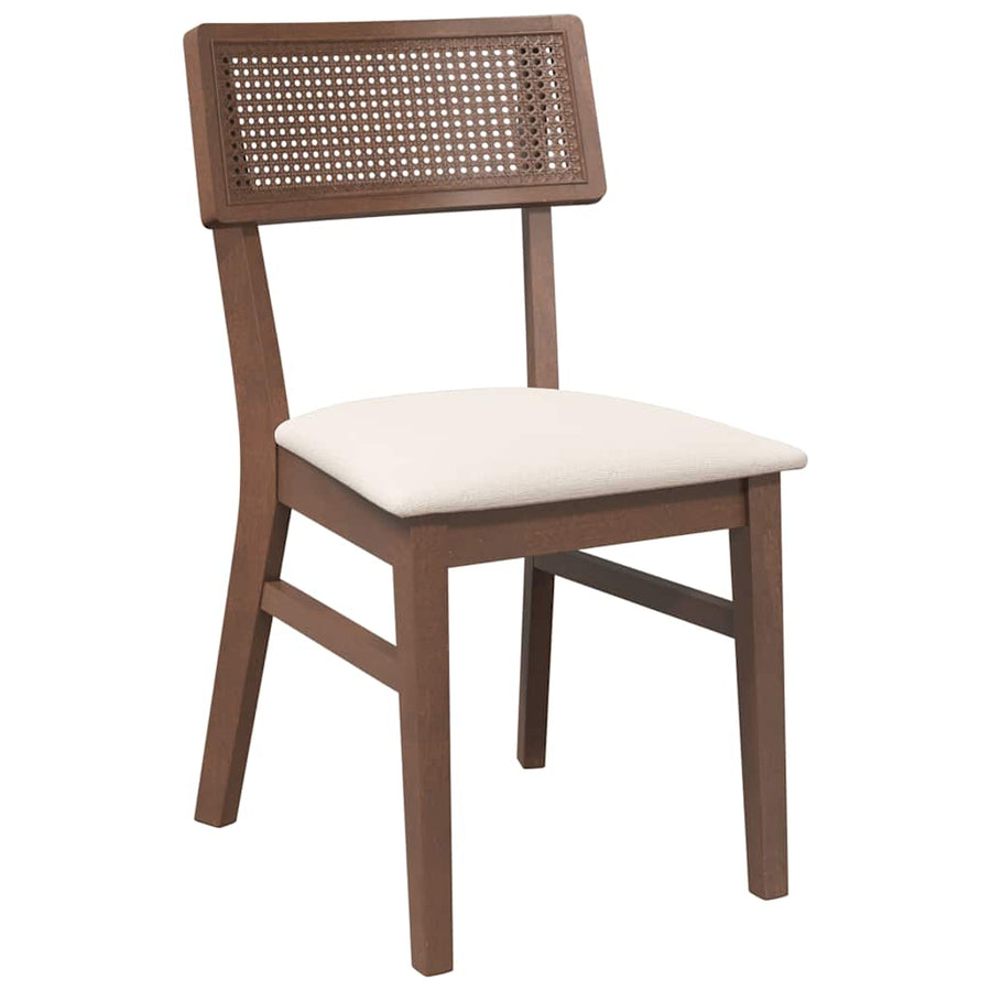 Eetkamerstoelen Met Kussens Massief Hout Rubber Bruin en licht